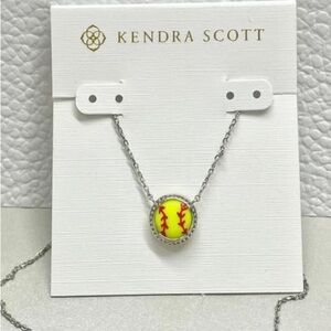 Kendra Scott Silver Softball Pendant Necklace
